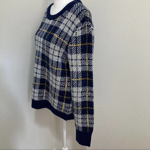 Whitby Preppy Plaid Thick Knit Jumper NEW size M Blue Gray Crewneck - Picture 3 of 7